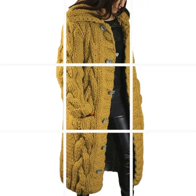 Women Plus Size Knitted Cardigan Jacket Winter Coat