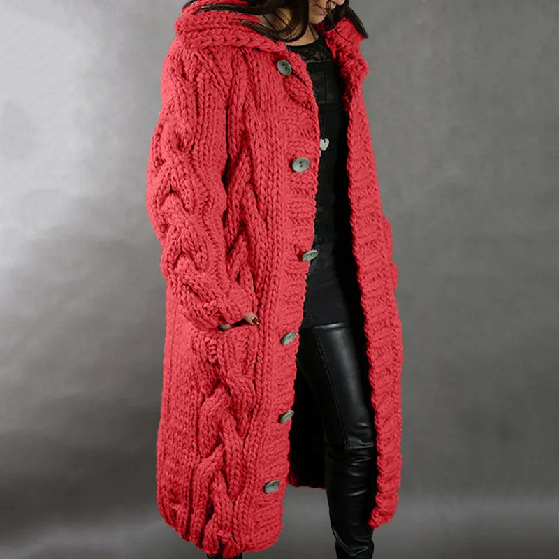Women Plus Size Knitted Cardigan Jacket Winter Coat