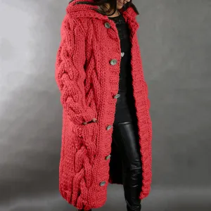 Women Plus Size Knitted Cardigan Jacket Winter Coat