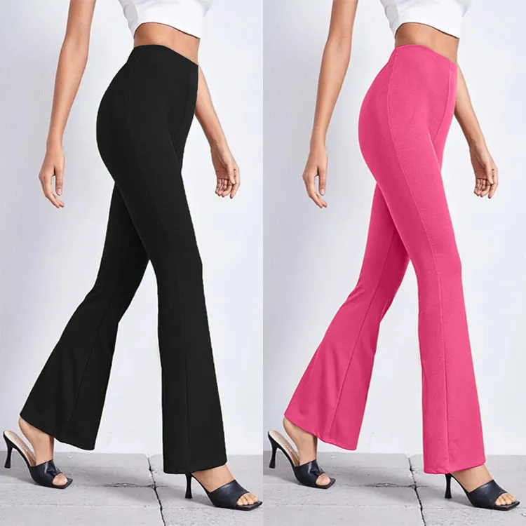 Women's High Waist Flared Work Pants - Milk Fiber Urban Commuter Style