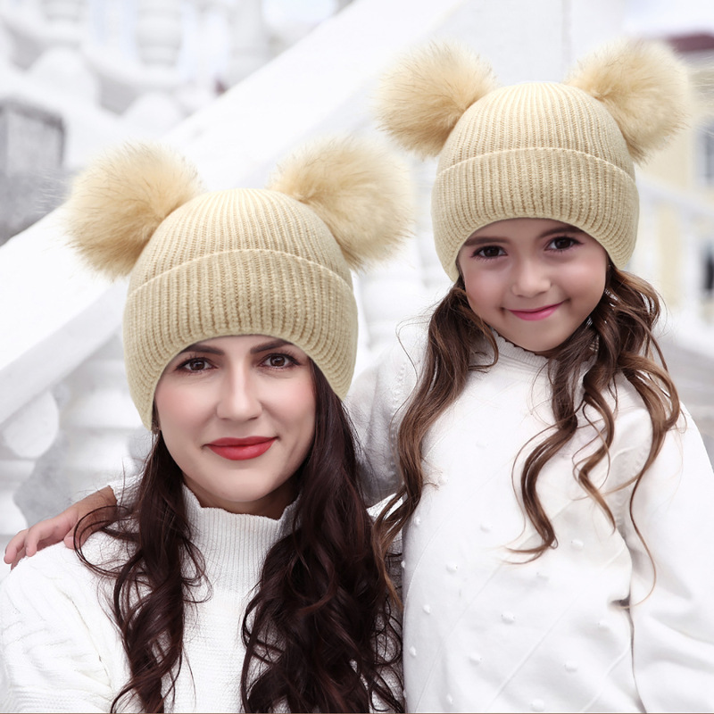 Wholesale Fashion Winter Solid Color Knitted Mother And Kid