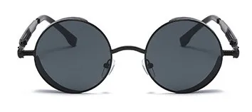 Fashion Punk Metal Spring Temple Round Sunglasses