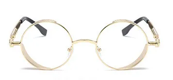 Fashion Punk Metal Spring Temple Round Sunglasses