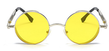 Wholesale Fashion Punk Metal Spring Temple Round Sunglasses