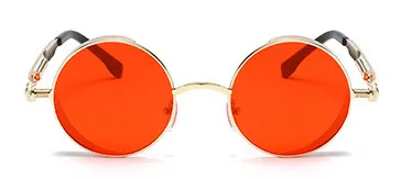Fashion Punk Metal Spring Temple Round Sunglasses