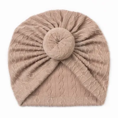 Toddlers Newborn Baby Cute Solid Color Fabric Knot Cap Unisex Dome Hat