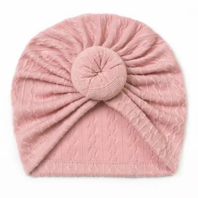 Toddlers Newborn Baby Cute Solid Color Fabric Knot Cap Unisex Dome Hat