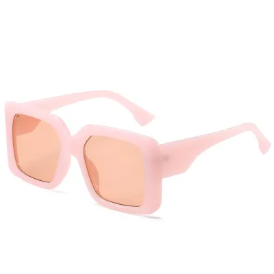 Simple Women Casual Large Plastic Frame Square Sunglasses Ac Lens