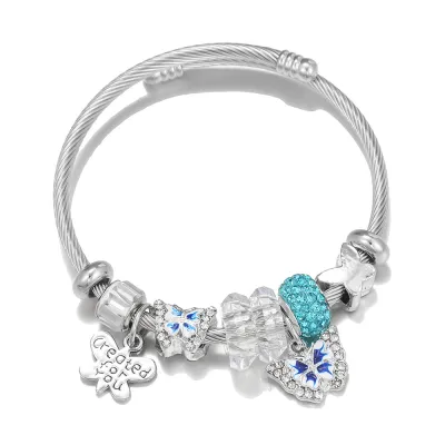 Women's Simple Gradient Butterfly Adjustable Stainless Steel Pandora Bracelet