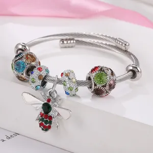 Women's Classic Colorful Beaded Bee Pendant Bracelet