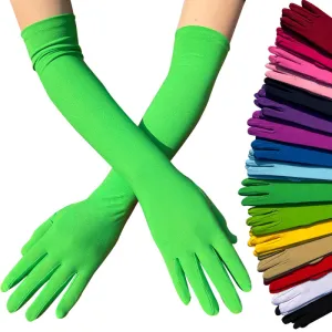Women Fashion Solid Color Milk Silk Stretch Finger Gloves