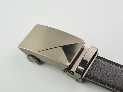 Men's Fashion Flat Automatic Buckle PU Leather Belt