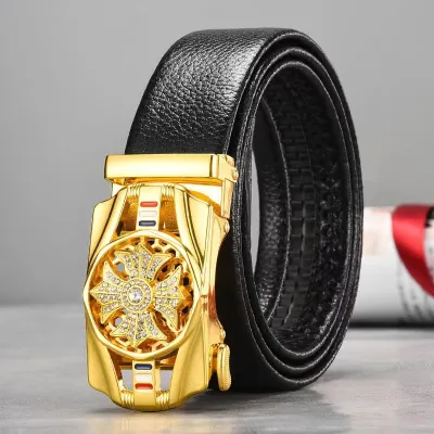 Men Casual Automatic Buckle Pu Leather Belt