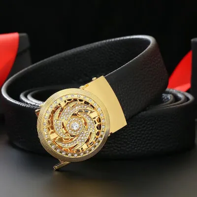 Men Casual Automatic Buckle Pu Leather Belt