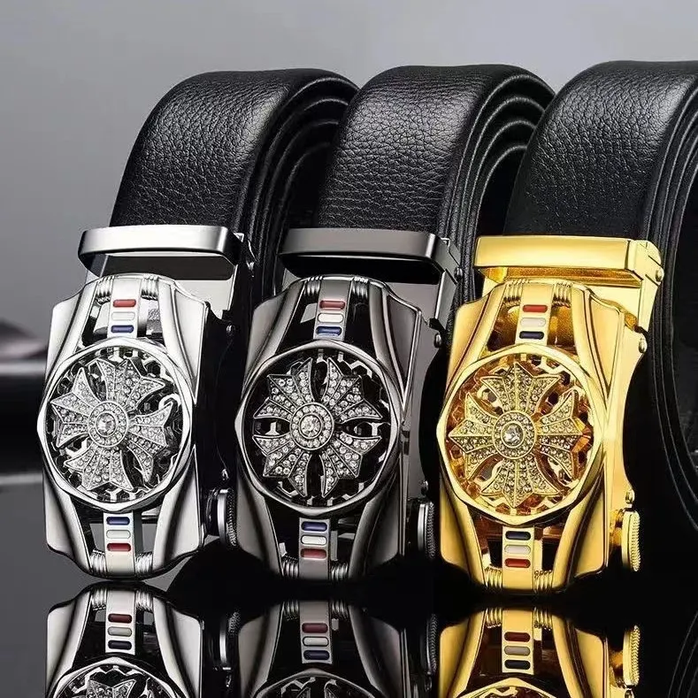 Men Casual Automatic Buckle Pu Leather Belt