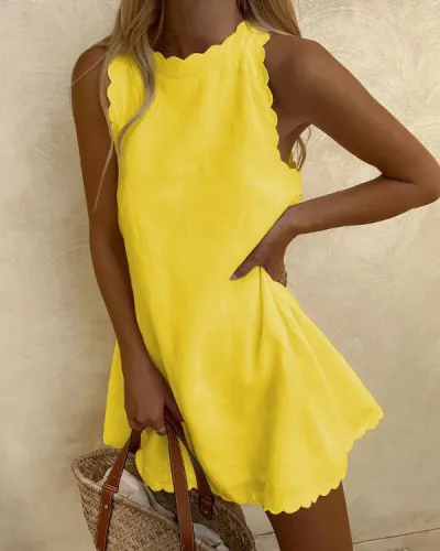 Women Casual Basic Solid Color Sleeveless Tank Dress