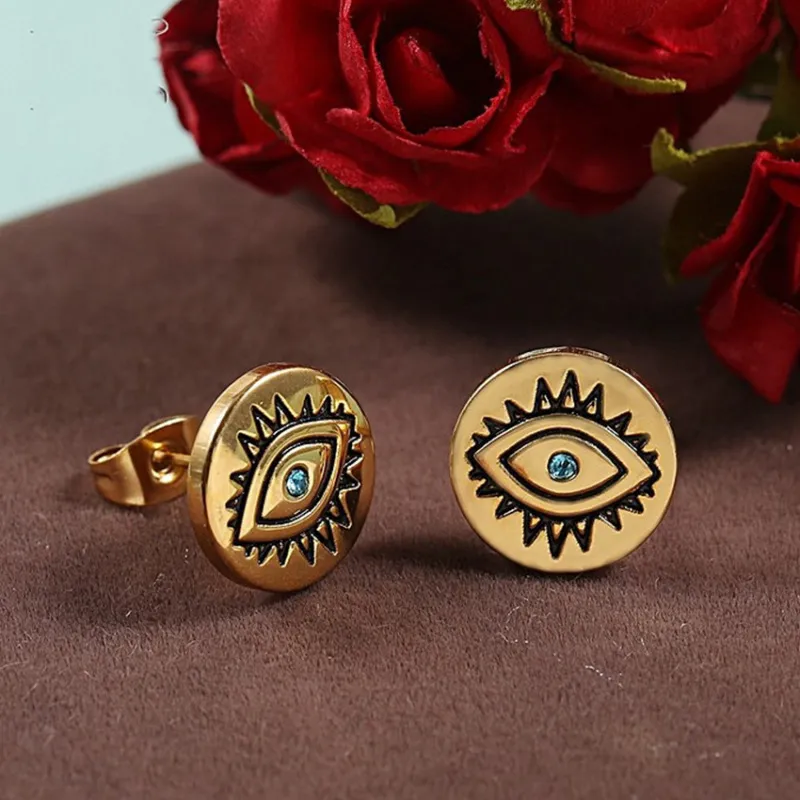 Women's Simple Diamond Devil's Eye Alloy Stud Earrings