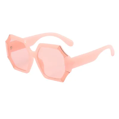 Women Fashion Polygon Contrast Cut Edge Sunglasses AC Lens PC Frame