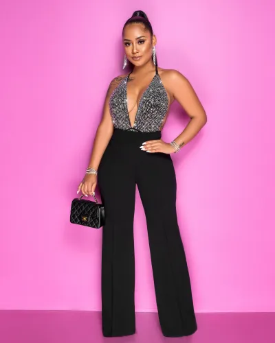 Women High Waist Wide Leg Straight Pants Urban Style Solid Color