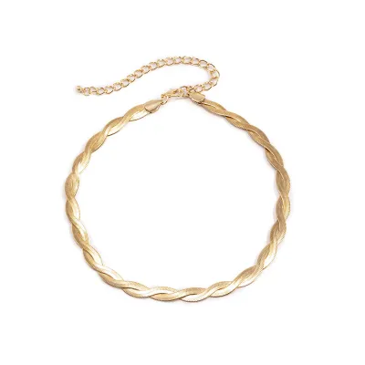 Women Simple Fashion Flat Snake Bone Chain Necklace