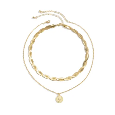 Women Simple Fashion Flat Snake Bone Chain Necklace