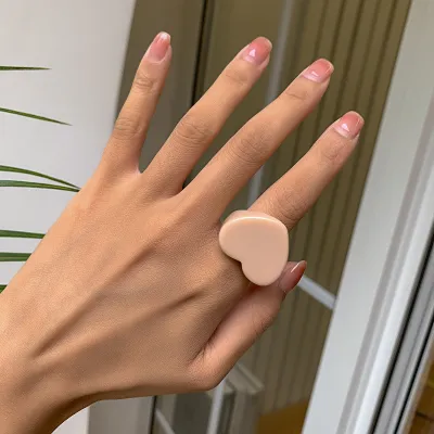 Women Fashion Candy Color Heart Resin Ring