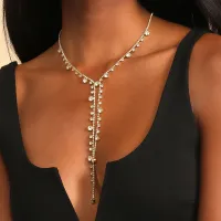 Women'S Sexy Irregular Full Diamond Long Tassel Necklace