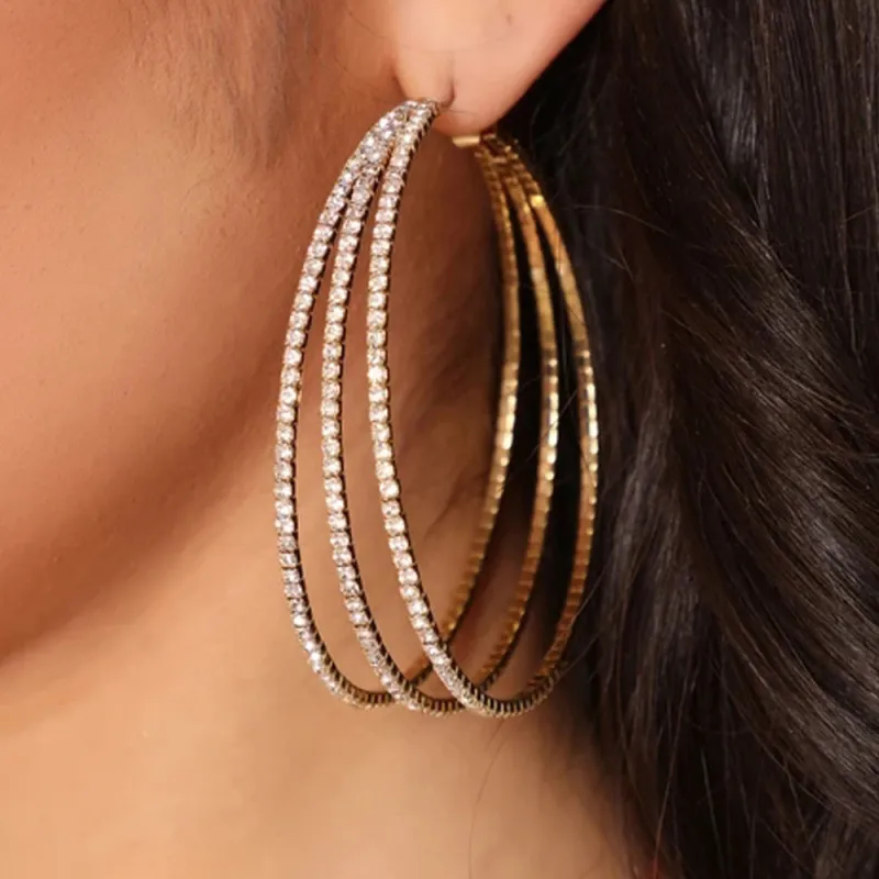 Women's Exaggerated Personality Multi-Layered Hoop Earrings Alloy Geometric Fashion