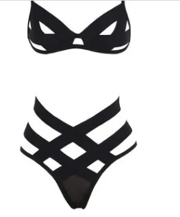 Sexy Women Basic Solid Color Hollow Out Bra Panties Set