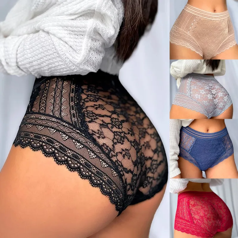 Plus Size Women High-Waisted Lace Panties