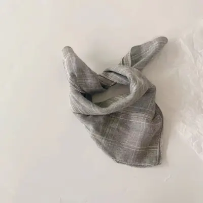 Children Kids Toddlers Square Plaid Cotton Handkerchief Scarf