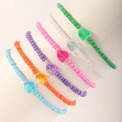 Children Kids Toddlers Girls Star Moon Solid Color Bead Anklet