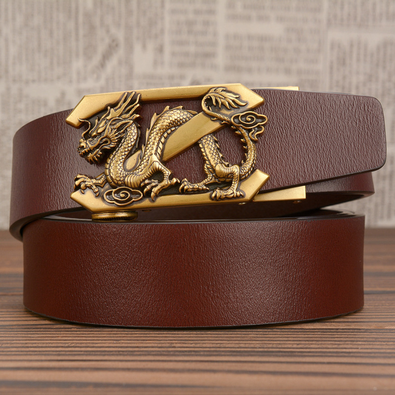 Wholesale Men Retro Casual Dragon Pattern Automatic Buckle