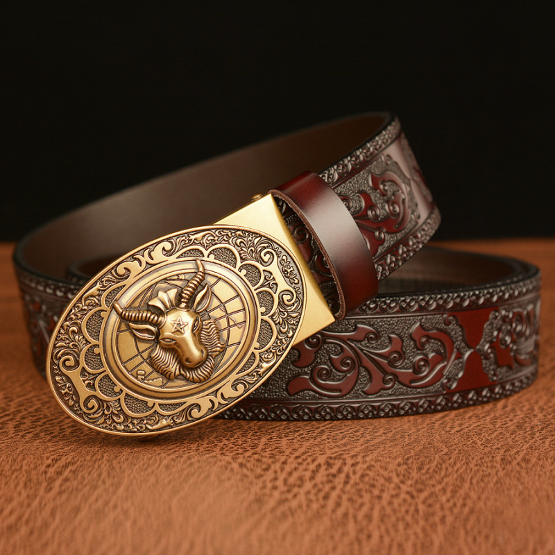 Wholesale Men Retro Sheep'S Head Pattern Automatic Buckle