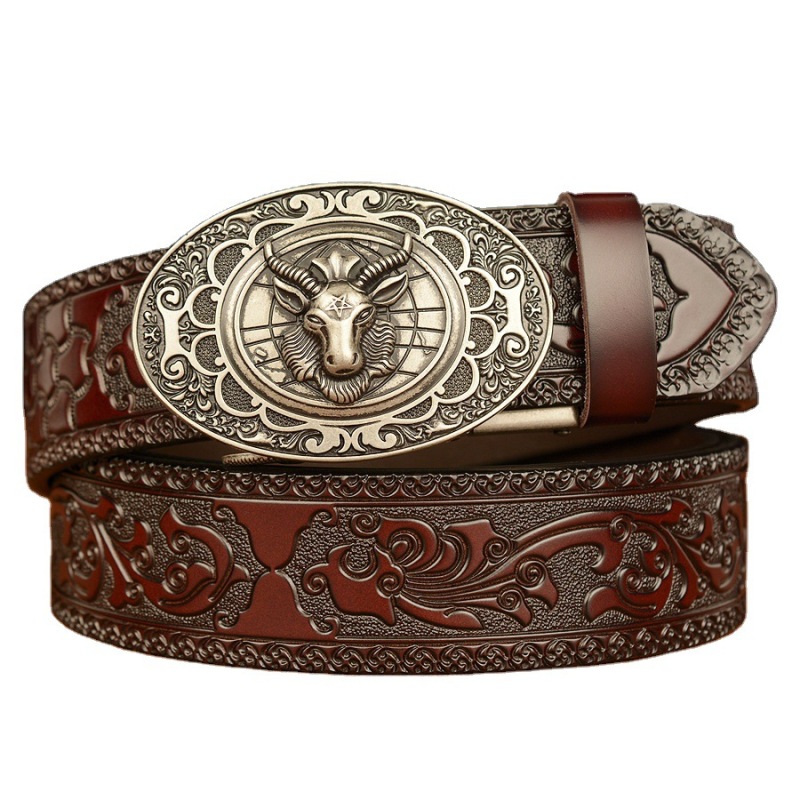Wholesale Men Retro Sheep'S Head Pattern Automatic Buckle