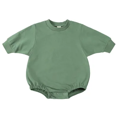 Toddlers Newborn Baby Girls Boys Long Sleeves Solid Color Cotton Bodysuit Pullover