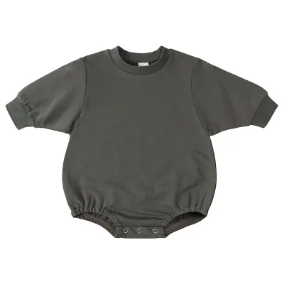 Toddlers Newborn Baby Girls Boys Long Sleeves Solid Color Cotton Bodysuit Pullover