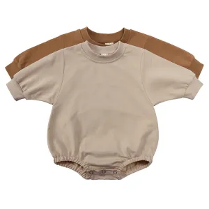 Toddlers Newborn Baby Girls Boys Long Sleeves Solid Color Cotton Bodysuit Pullover