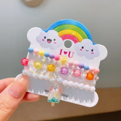 Children Kids Toddlers Beaded Multicolor Cartoon Fruit Bracelet Plastic Resin