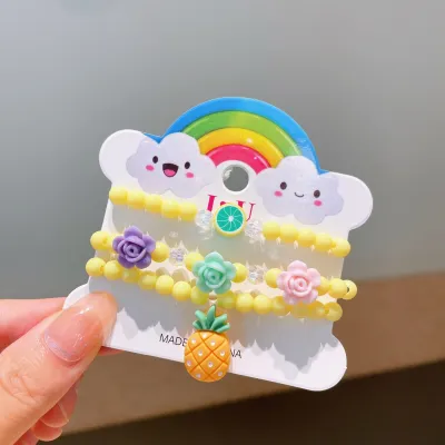 Children Kids Toddlers Beaded Multicolor Cartoon Fruit Bracelet Plastic Resin