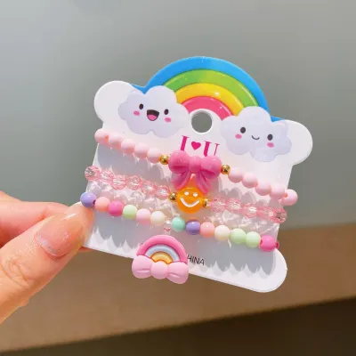 Children Kids Toddlers Beaded Multicolor Cartoon Fruit Bracelet Plastic Resin