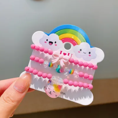 Children Kids Toddlers Beaded Multicolor Cartoon Fruit Bracelet Plastic Resin