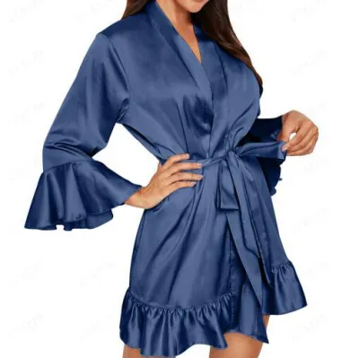 Midnight Glamour Silk Nightgown Sexy Lingerie Home Pajamas
