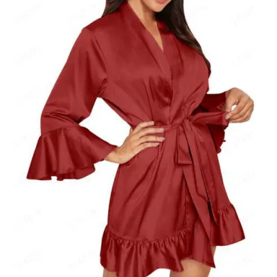 Midnight Glamour Silk Nightgown Sexy Lingerie Home Pajamas