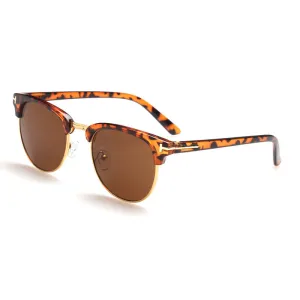 Unisex Fashion Half Frame Oval Metal Sunglasses