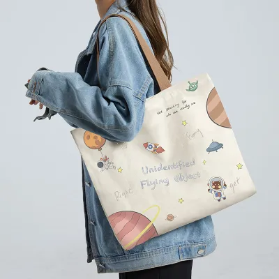 Women's Fashion Graffiti Vintage Large Capacity Canvas Tote Bag