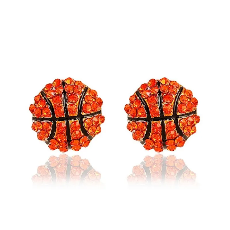 Women's Fashion Diamond Rugby Baseball Stud Earrings