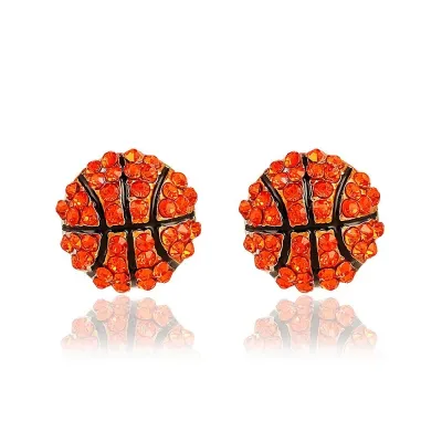 Women's Fashion Diamond Rugby Baseball Stud Earrings