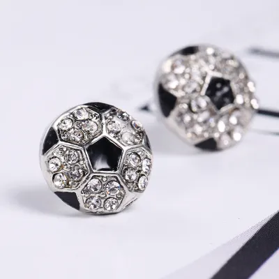 Women's Fashion Diamond Rugby Baseball Stud Earrings