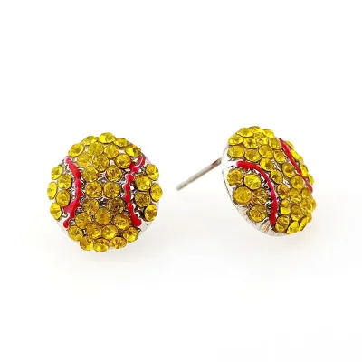 Women's Fashion Diamond Rugby Baseball Stud Earrings